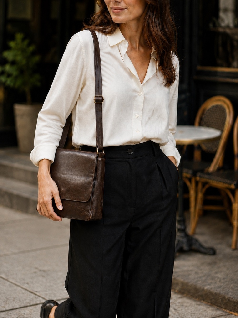 Datelli Brown Leather Messenger Shoulder Crossbody Bag Adjustable Strap Vintage
